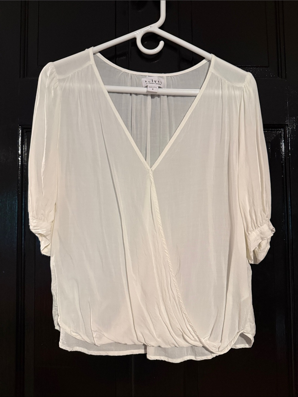 Velvet by Graham & Spencer Willow Challis Blouse Winter White Blouse Size Small